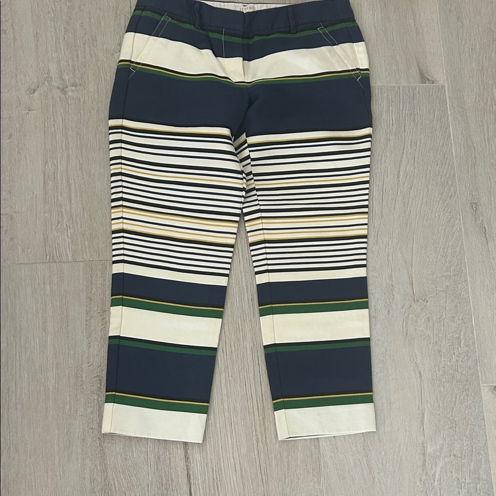 J. Crew women’s  Striped Chinos - Navy, Green, Cream